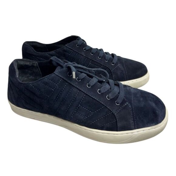 Vaneli Sneaker Size 7.5 Wide Navy Lace Up Suede Sport Shoes - Picture 1 of 11